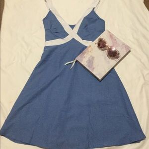 Blue and white dress